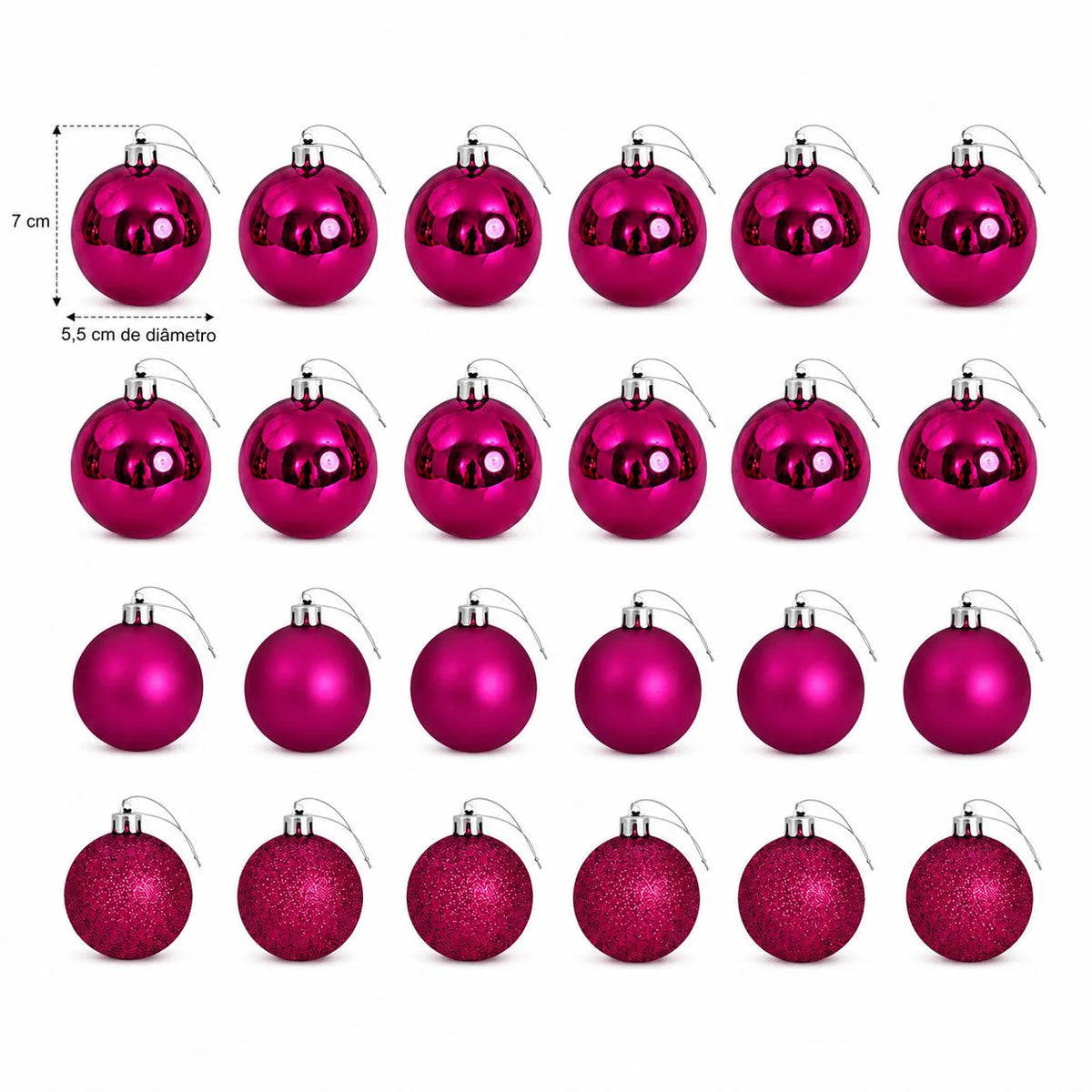 Kit Bolas de Natal Pink Encanto 5,5cm