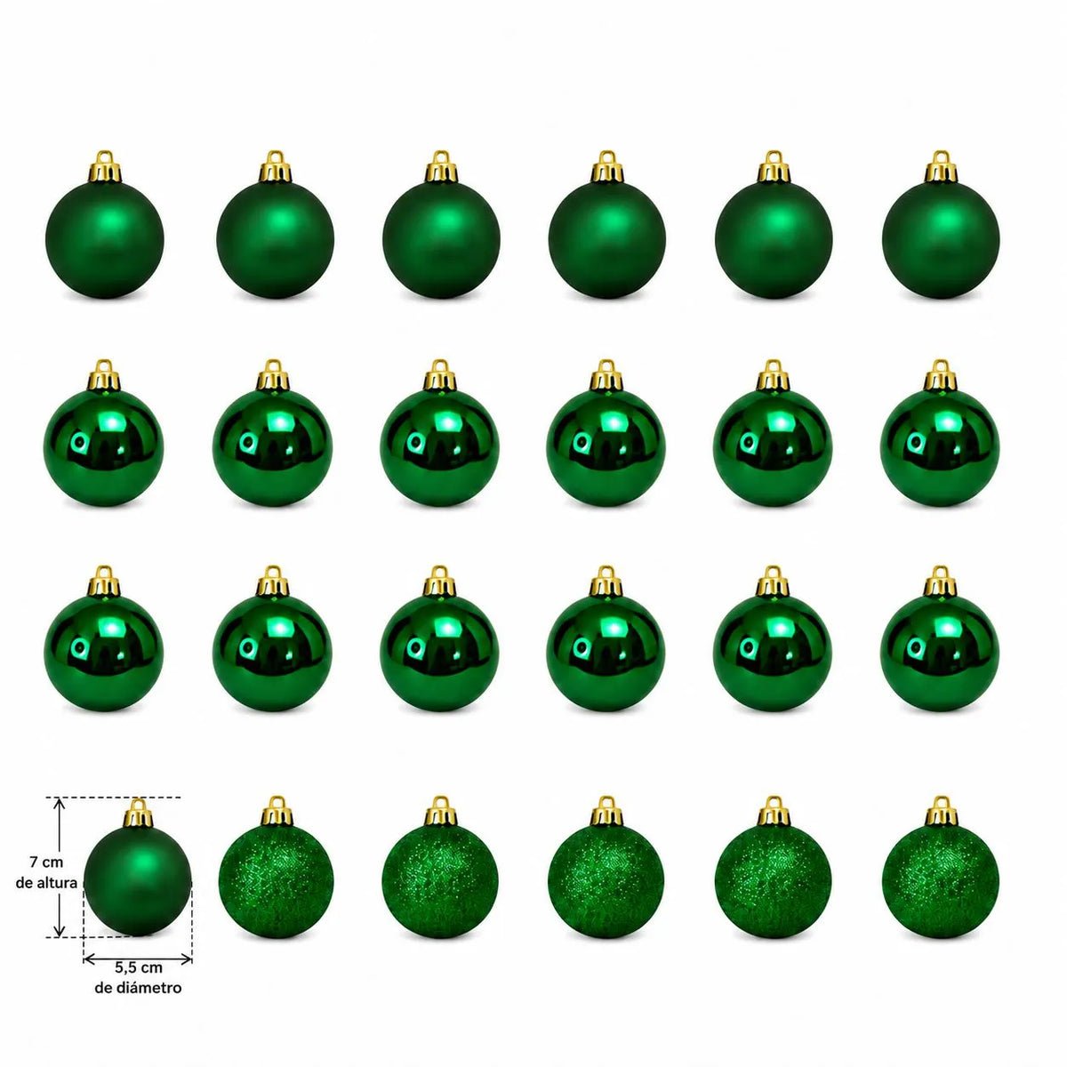 Kit Bolas de Natal Verde Encanto 5,5cm