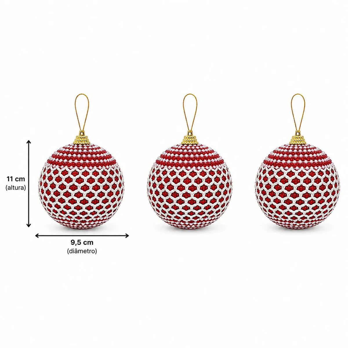 Kit Bolas de Natal Vermelhas Luxo 9,5cm