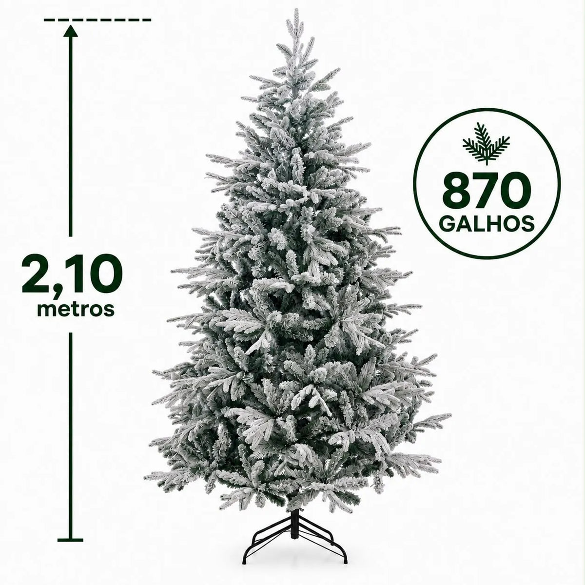 Árvore de Natal Nevada 870 Galhos 2,10m