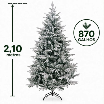 Árvore de Natal Nevada 870 Galhos 2,10m