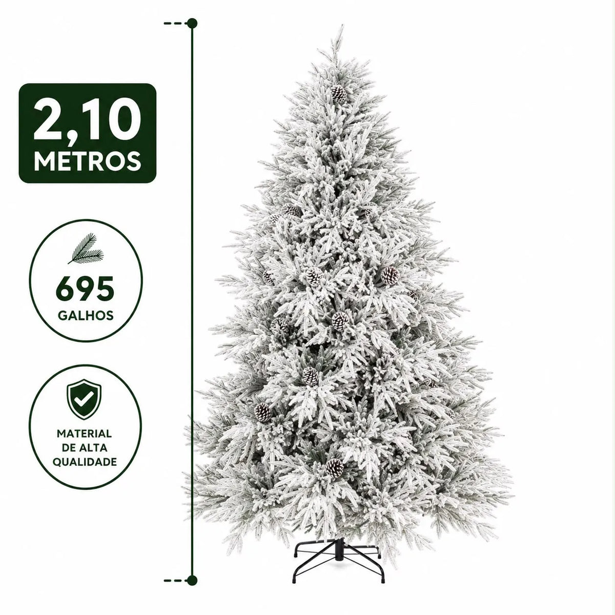 Árvore de Natal Nevada 695 Galhos 2,10M