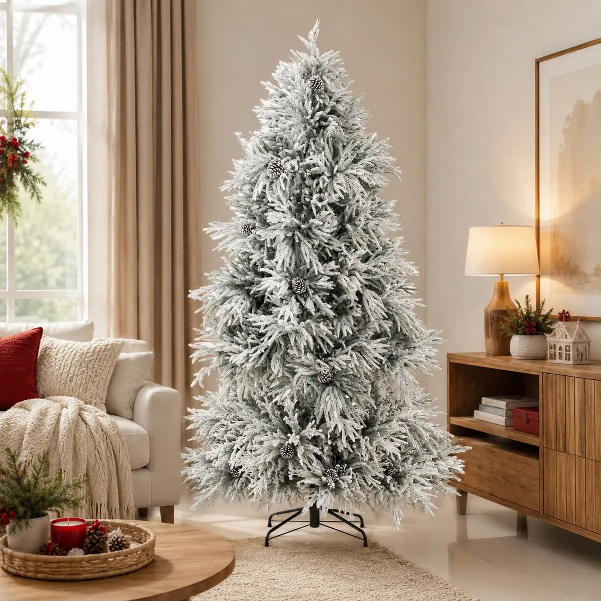 Árvore de Natal Nevada com Pinhas 473 Galhos 1,80m
