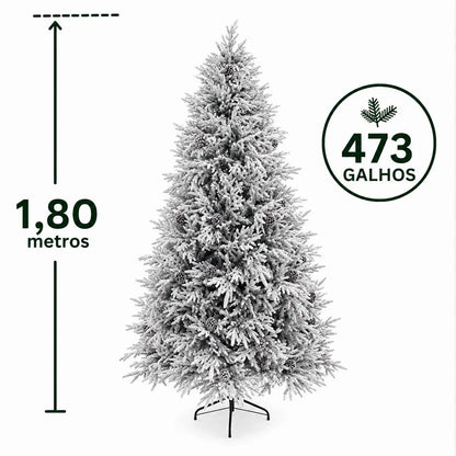 Árvore de Natal Nevada com Pinhas 473 Galhos 1,80m