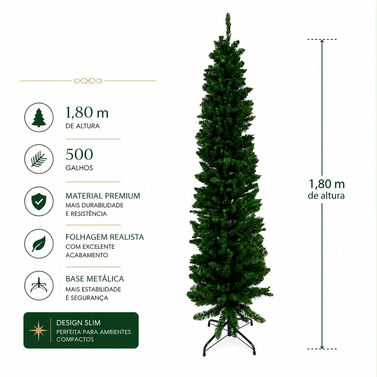 Árvore de Natal 500 Galhos 1,80m