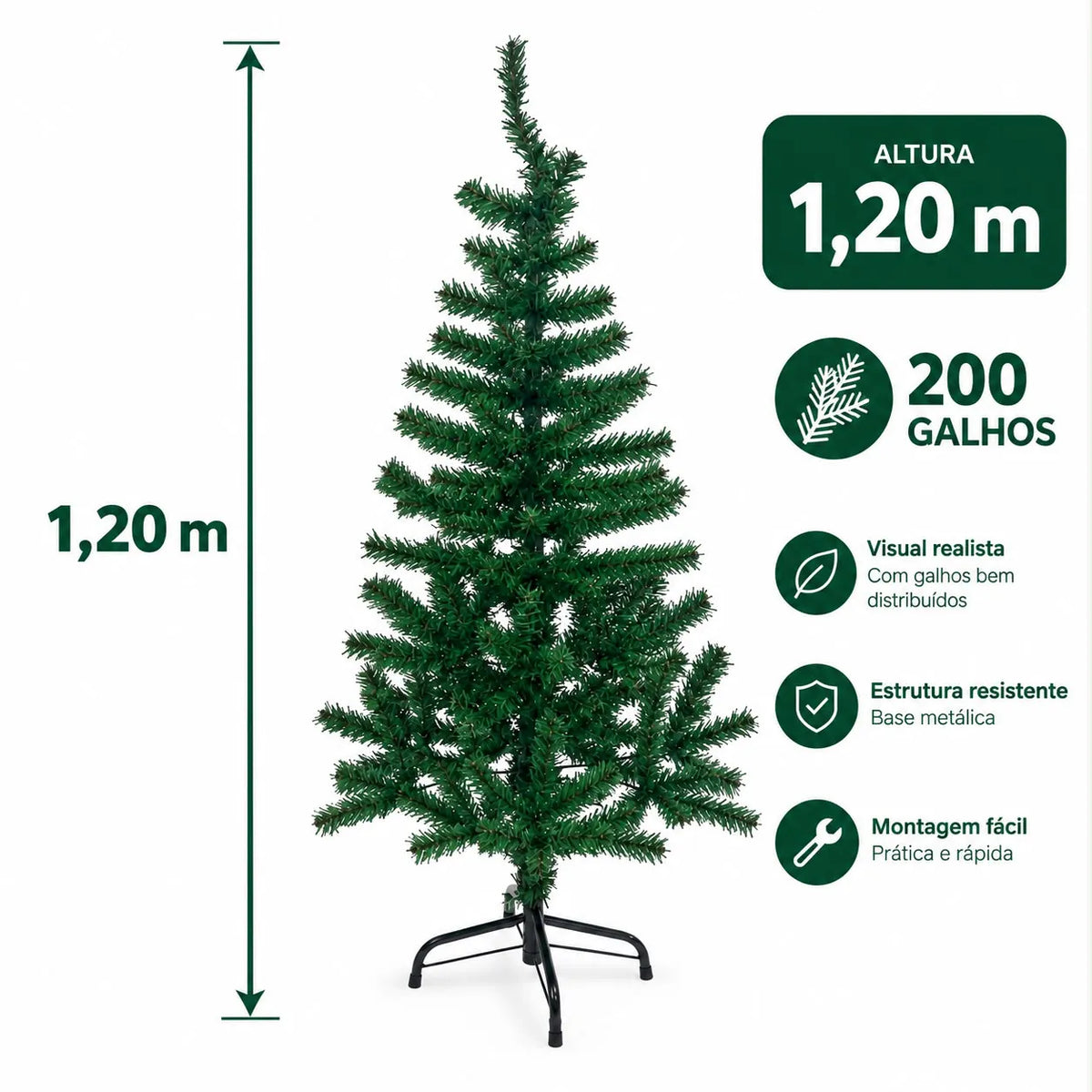 Árvore de Natal 200 Galhos 1,20m