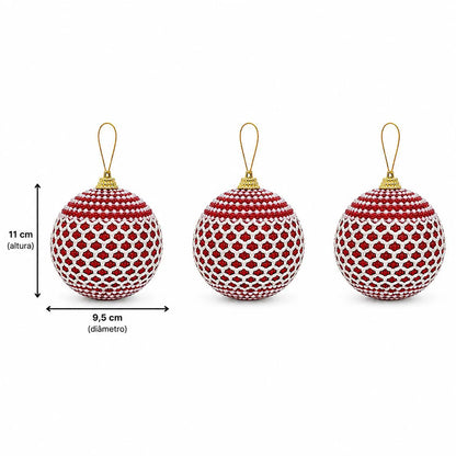 Kit Bolas de Natal Vermelhas Luxo 9,5cm