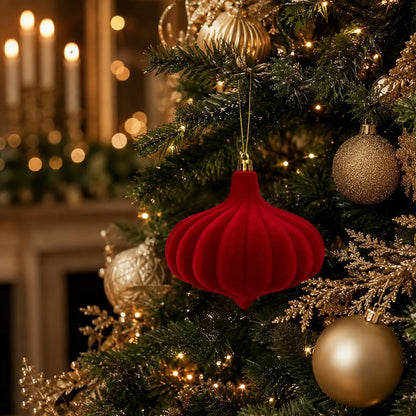 Kit Enfeites de Natal Luxo Aveludados 12cm